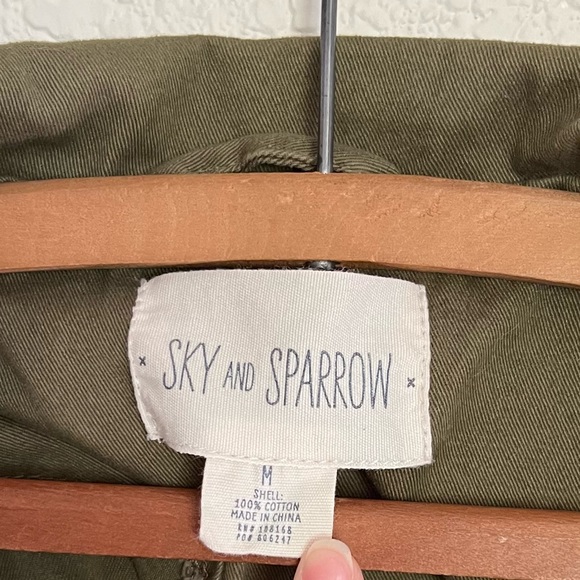 Women's Sky and Sparrow Army Green Jacket Size M 100% Cotton - Picture 2 of 3
